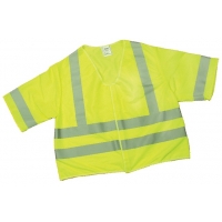 16363, ANSI Class 3 Lime Solid Vest w/Silver Reflective, MutualIndustries