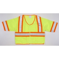 16392, ANSI CL 3 Lime Solid Vest w/ Pouch Pocket 4 OSO, MutualIndustries