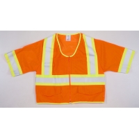 16393, ANSI CL 3 Orange Mesh Vest w/ Pouch Pocket 4 LSL, MutualIndustries