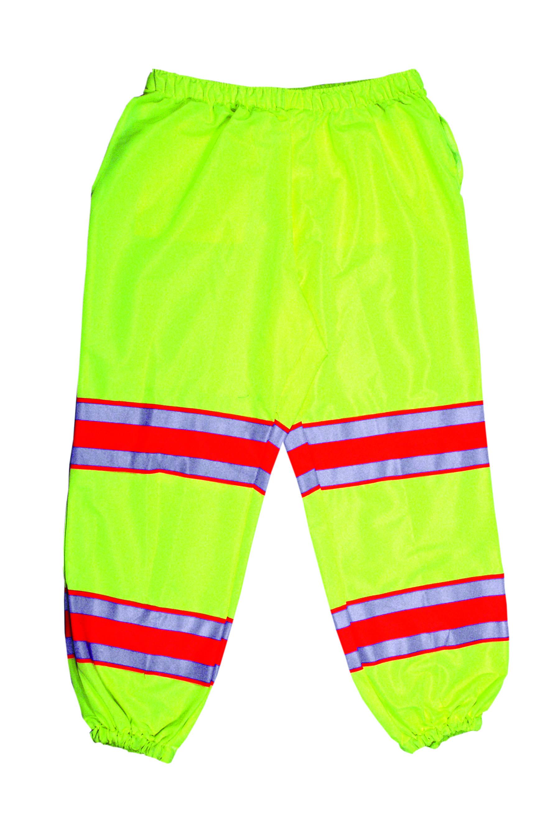 16328-4553, ANSI Class E Lime Pant w/Silver and Orange Reflective, MutualIndustries