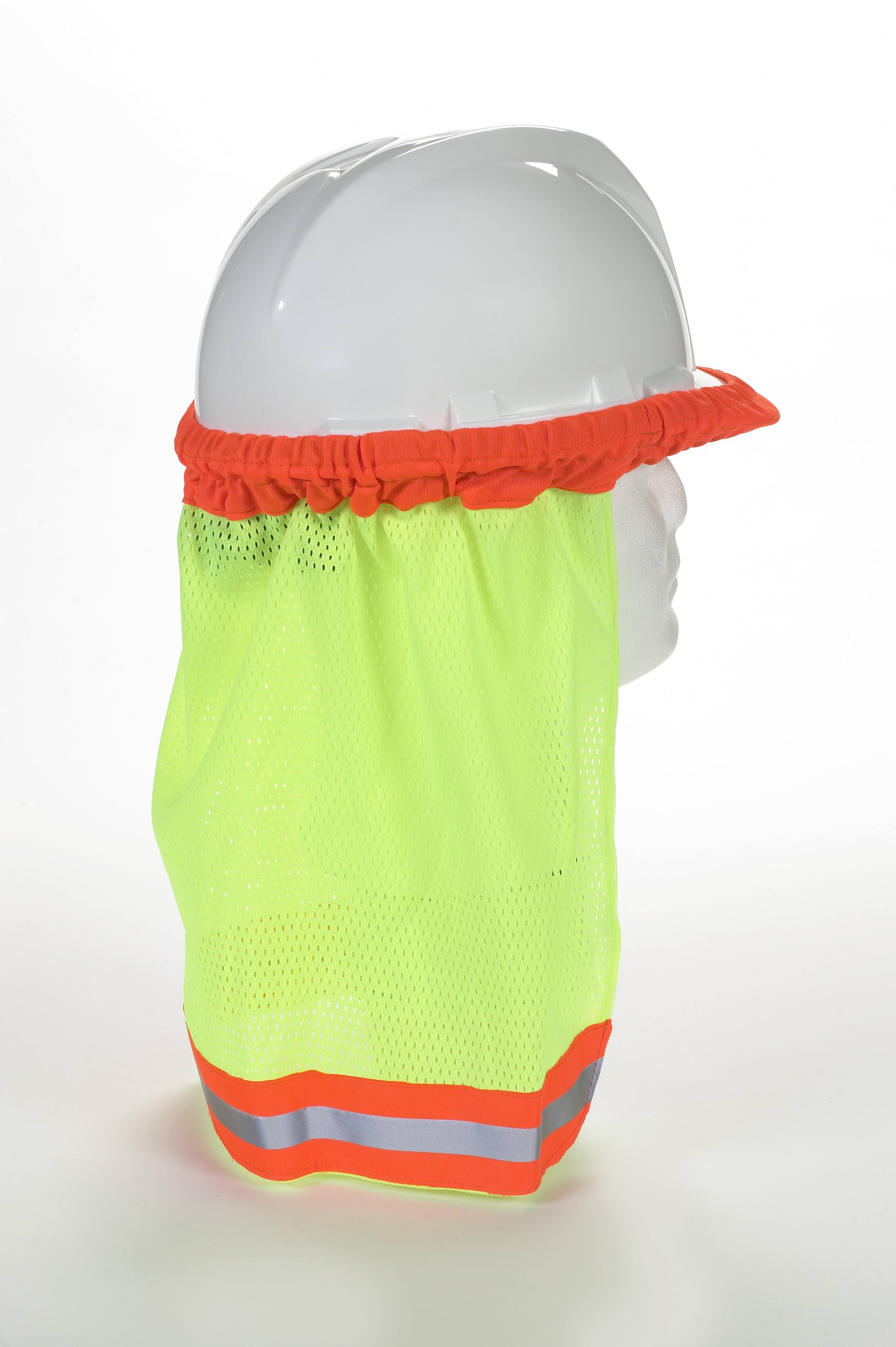 65500-139-100, ANSI Lime Mesh Hard Hat Neck Shade w/Reflective, MutualIndustries