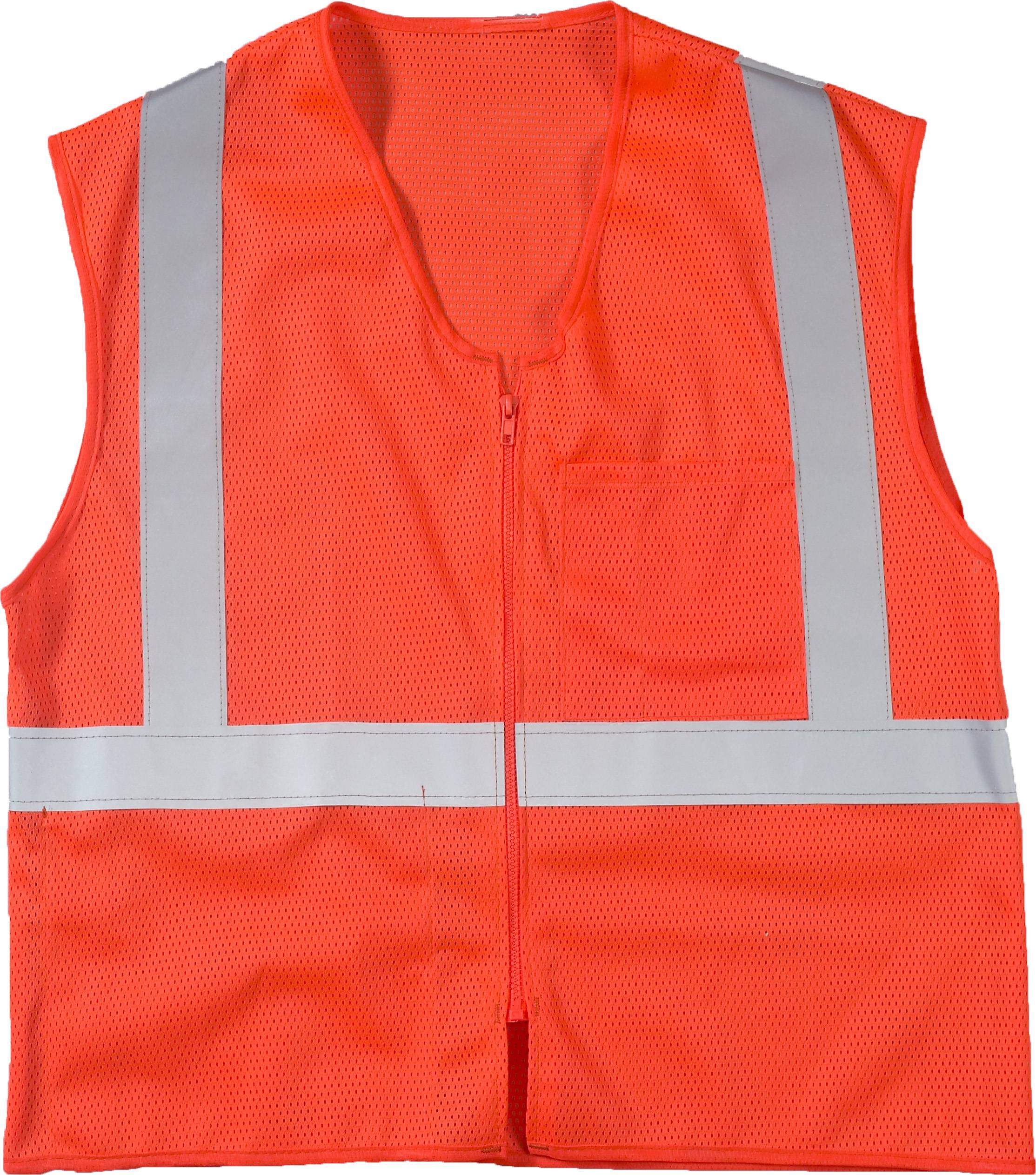 17005-45-3, High Visibility ANSI Class 2 Mesh Safety Vest with Zipper Closure and Pockets, Large/X-Large, Orange, MutualIndustries