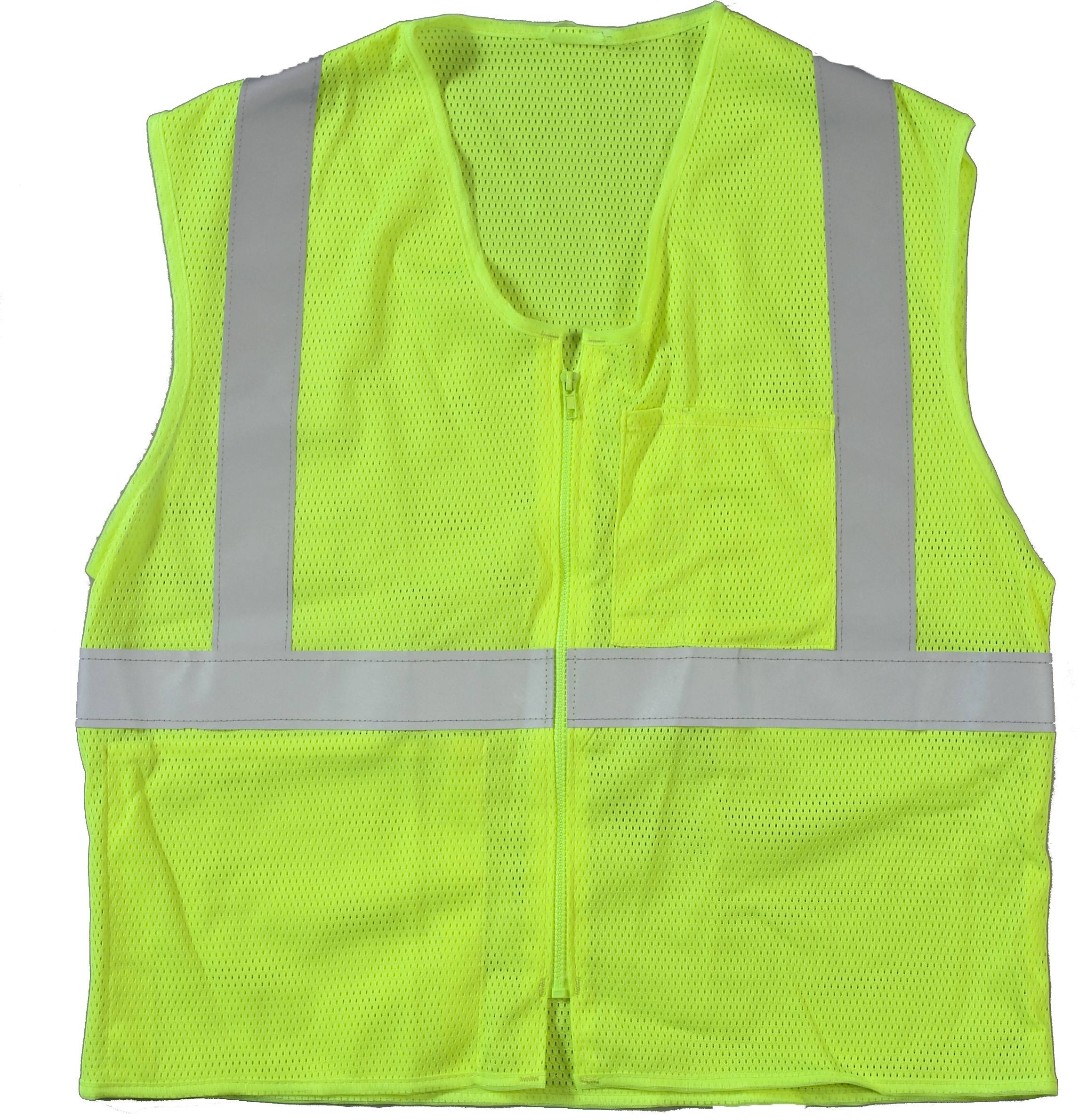 17005-139-3, High Visibility ANSI Class 2 Mesh Safety Vest with Zipper Closure and Pockets, Large/X-Large, Lime, MutualIndustries