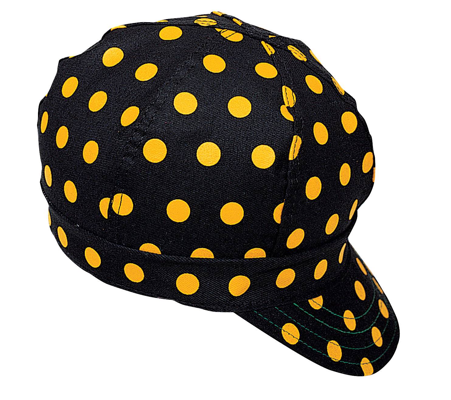 7324-0-0, Kromer Welder Cap, Cotton, Length 5 in, Width 6 in- 1size, Black/Yellow Dot, MutualIndustries