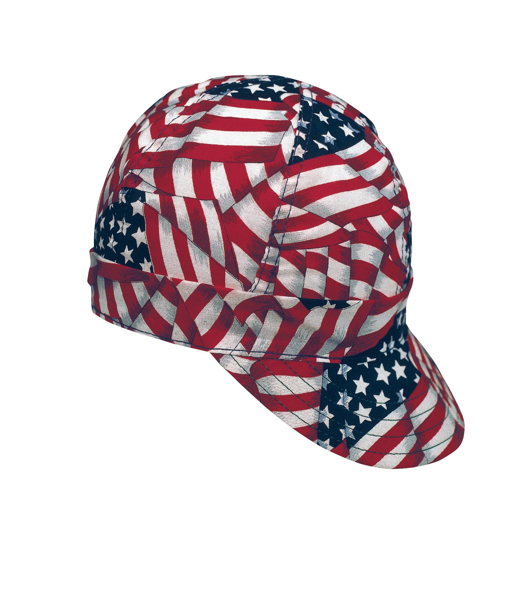 00336-00000-6875, Kromer USA Flag Style Welder Cap 6 7/ 8, Cotton, Length 5, Width 6, MutualIndustries
