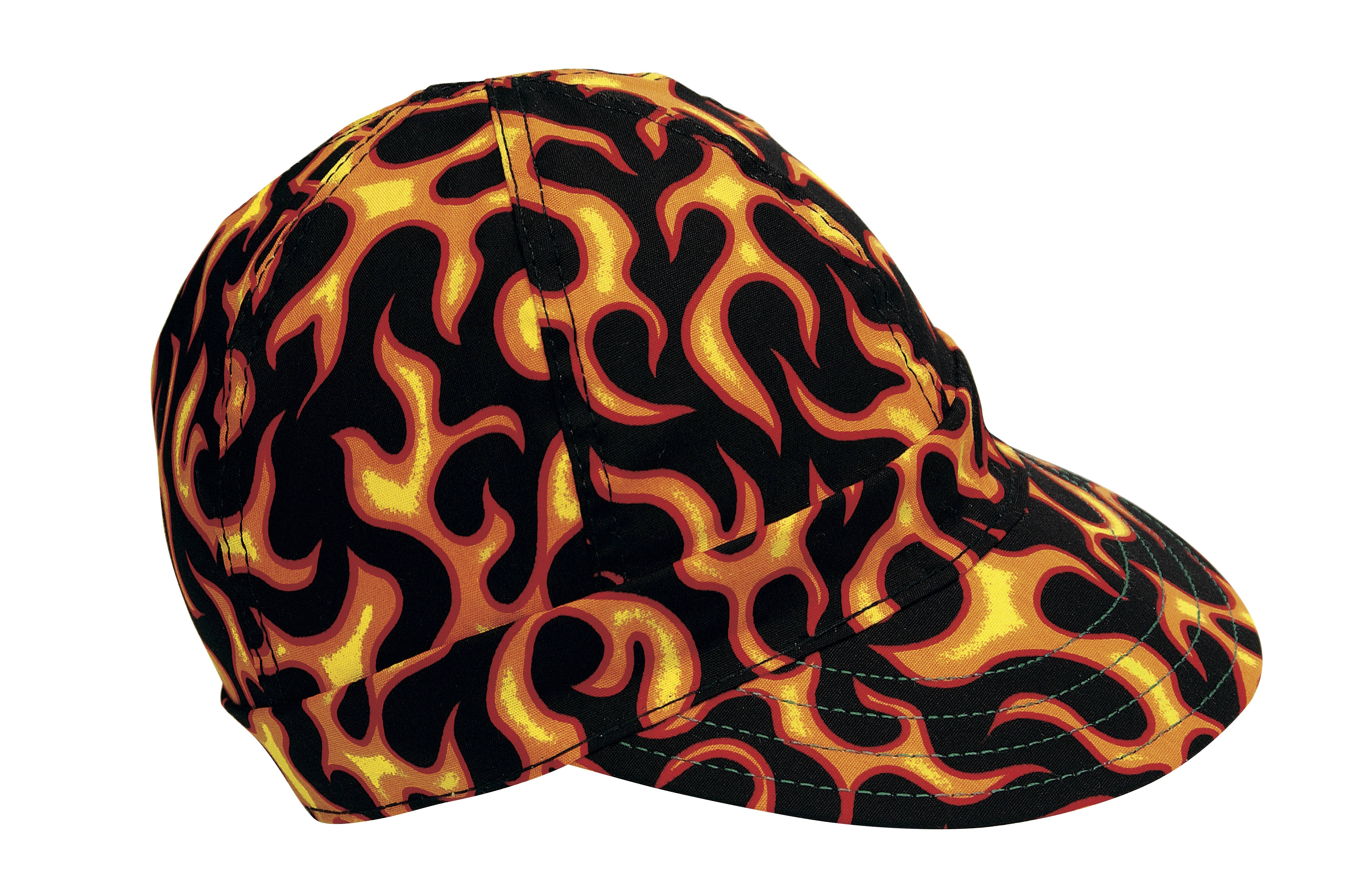 7357-0-0, Kromer Welder Cap, Cotton, Length 5 in, Width 6 in- 1size, Flames, MutualIndustries