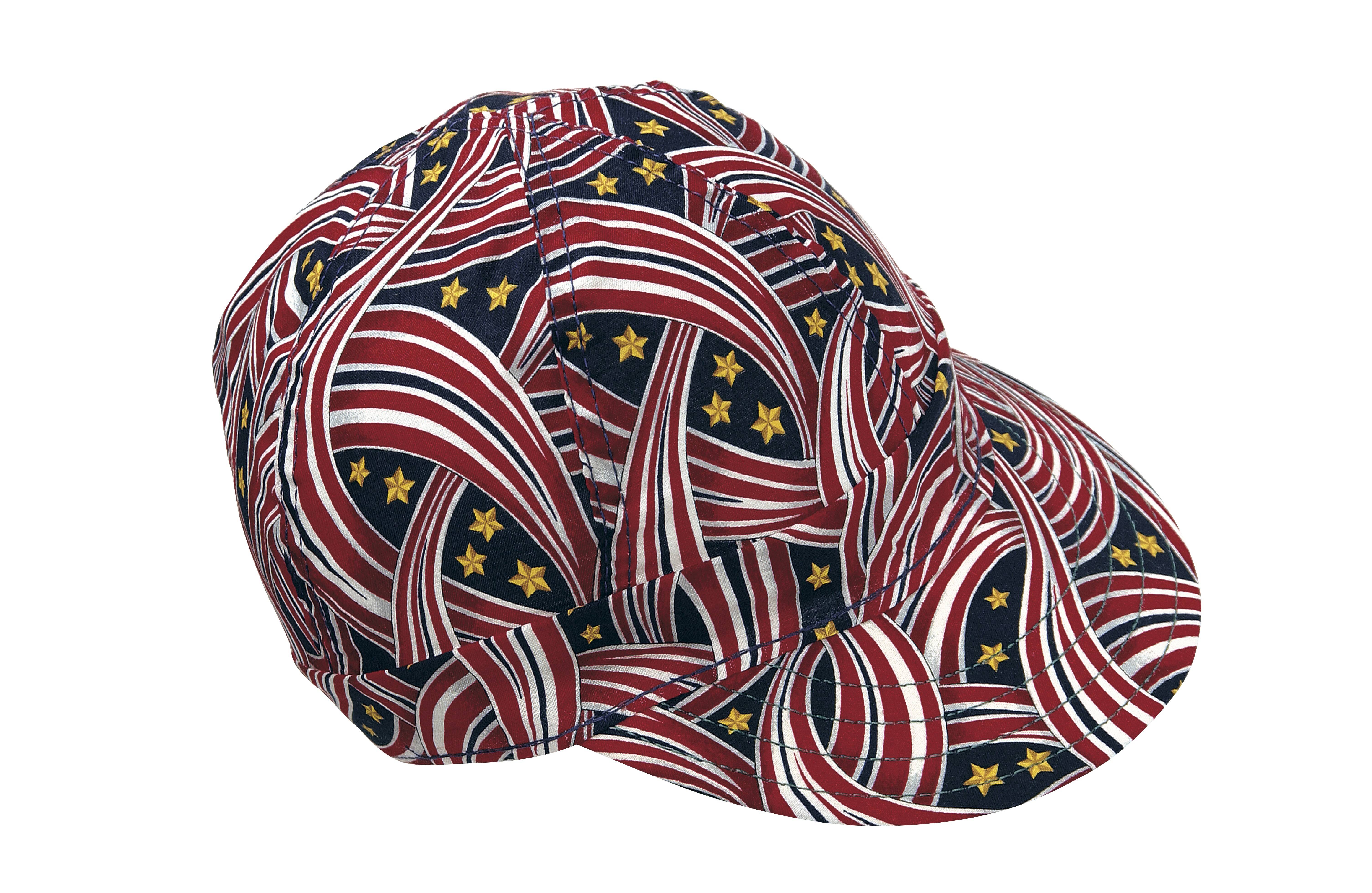 7358-0-0, Kromer Welder Cap, Cotton, Length 5 in, Width 6 in- 1size, Red White and Blue Ribbon, MutualIndustries