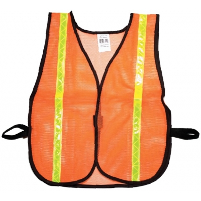 16300-138-1375, Orange Soft Mesh Safety Vest - 1-3/8 Lime/Yellow Reflective, MutualIndustries