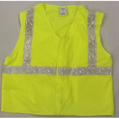 16327, ANSI Class 2 Solid Lime Vest w/White Reflective, MutualIndustries