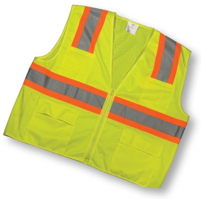 16369, ANSI Class 2 Lime Surveyor Vest With Pouch Pockets, MutualIndustries