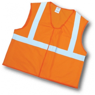 16372, ANSI Class 2 Orange Solid Vest w/Silver Reflective, MutualIndustries