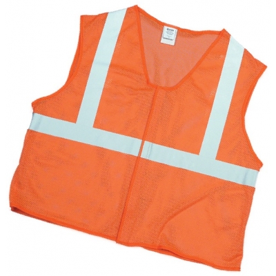 16373, ANSI Class 2 Orange Mesh Vest w/Silver Reflective, MutualIndustries