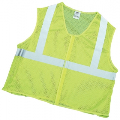 16375, ANSI Class 2 Lime Mesh Vest w/Silver Reflective, MutualIndustries