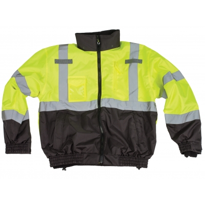 16500-138, 3-in-1 ANSI Class 3 Lime/Black Bomber Jacket, MutualIndustries