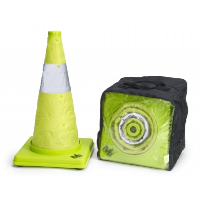 17712-4-18, 18 Deluxe Lime Collapsible Traffic Cones - 4Pk, MutualIndustries