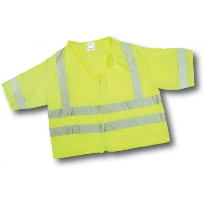 80061, ANSI Class 3 Lime Solid Durable Flame Retardant Vest, MutualIndustries