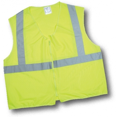 84900, ANSI Class 2 Lime Solid Non Durable Flame Retardant Vest, MutualIndustries