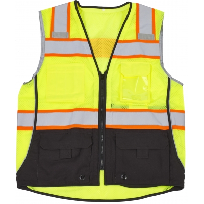 16515-138, ANSI CLass 2 Premium Lime/Black Safety Vest, MutualIndustries