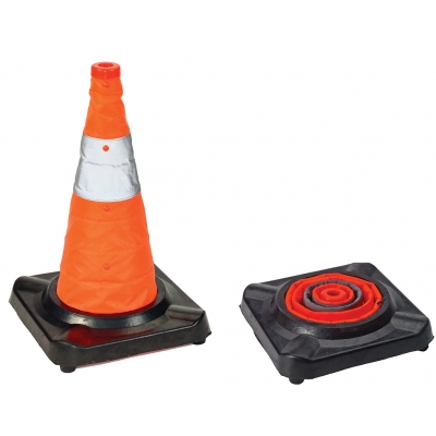 17731-0-18, 18 Deluxe Collapsible Traffic Cones with Rubber Base, MutualIndustries